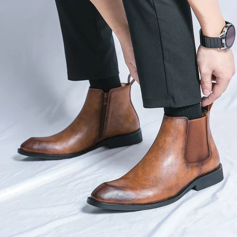 Cooper – Bottes chelsea en cuir avec fermeture éclair