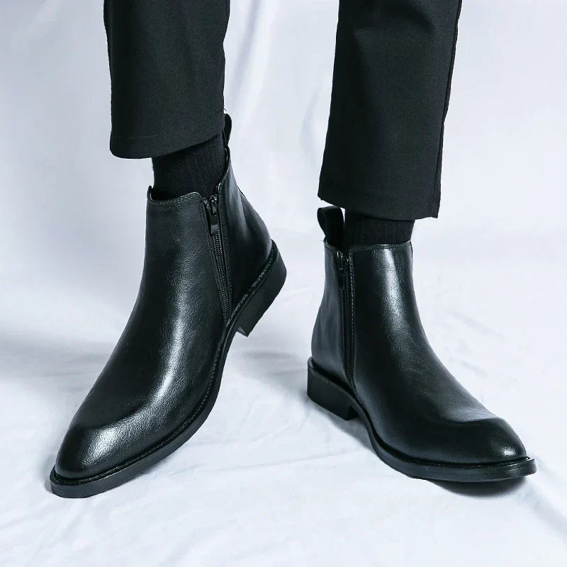 Cooper – Bottes chelsea en cuir avec fermeture éclair