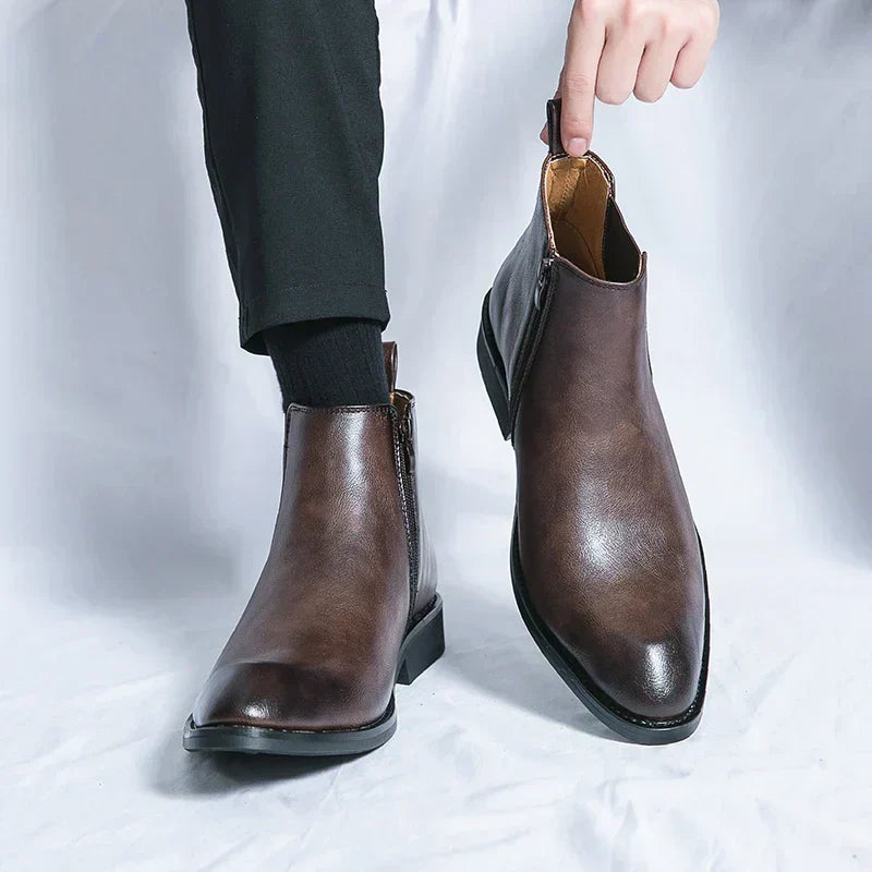 Cooper – Bottes chelsea en cuir avec fermeture éclair